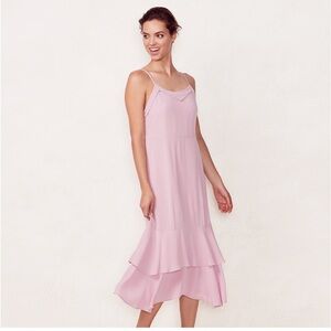 NWT LC Lauren Conrad Tiered Slip Dress Pink Size S
